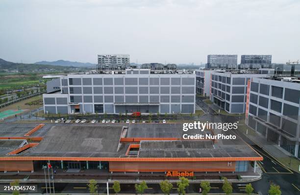 An aerial photo is showing the Alibaba Zhejiang Cloud Computing Renhe Data Center in Hangzhou, China, on April 11, 2024. The data center, situated in...