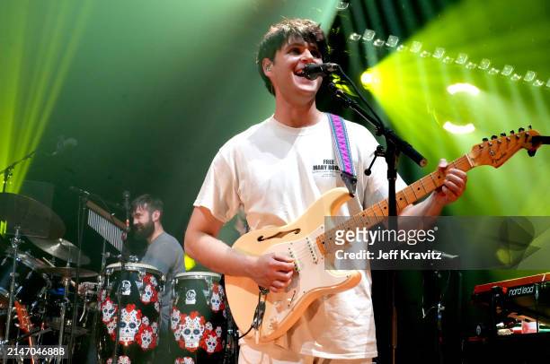 Ezra Koenig of Vampire Weekend performs with Goose at the Capitol Theatre on April 10, 2024 in Port Chester, New York.