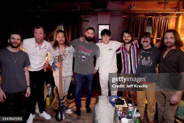 Cotter Ellis, Chris Baio, Trevor Weeks, Chris Thomson, Ezra Koenig of Vampire Weekend with Rick Mitarotonda, Peter Anspach and Jeff Arevalo of Goose...