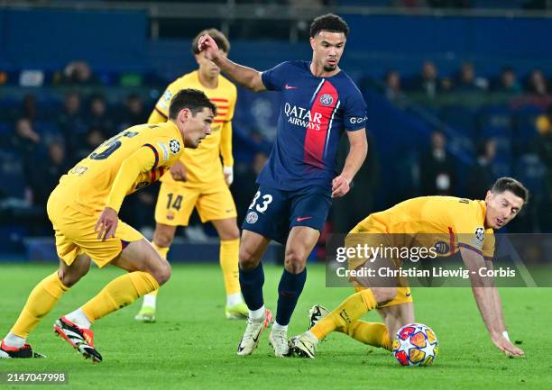 Warren Zaire Emery of PSG in action during the UEFA Champions League quarter-final first leg match between Paris Saint-Germain and FC Barcelona at...