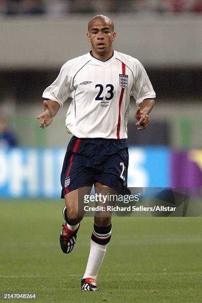 June 15: Kieron Dyer of England running during the FIFA World Cup Finals 2002 Round Of 16 match between Denmark and England at Niigata Big Swan...