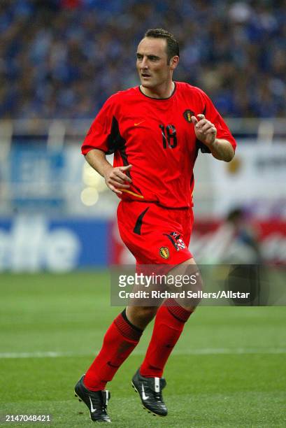 June 4: Yves Vanderhaeghe of Belgium running during the FIFA World Cup Finals 2002 Group H match between Japan and Belgium at Saitama Stadium on June...