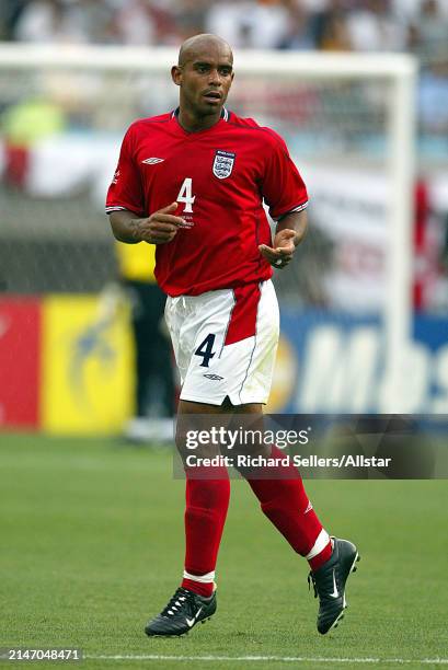 June 12: Trevor Sinclair of England running during the FIFA World Cup Finals 2002 Group F match between Nigeria and England at Osaka Nagai Stadium on...