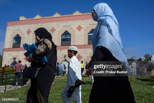 Muslims of different nationalities living in United States gather to perform Eid al-Fitr prayer, marking the end of the fasting month of Ramadan at...