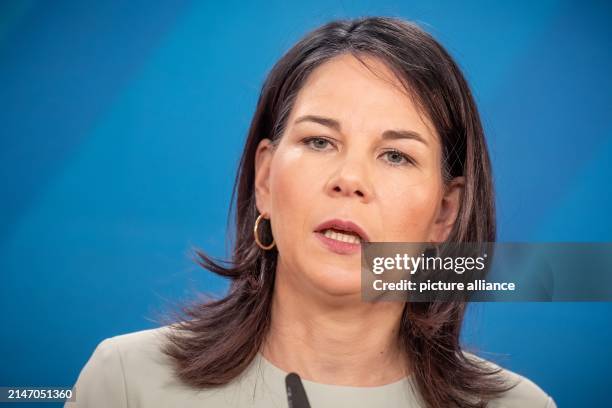 April 2024, Berlín;: German Foreign Minister Annalena Baerbock spoke by telephone with her Iranian counterpart Hossein Amir-Abdollahian in order to...