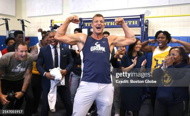 Boston Mayor Michelle Wu, former New England Patriots TE Rob Gronkowski, members of the Gronkowski family, and Boston Public Schools hosted a ribbon...