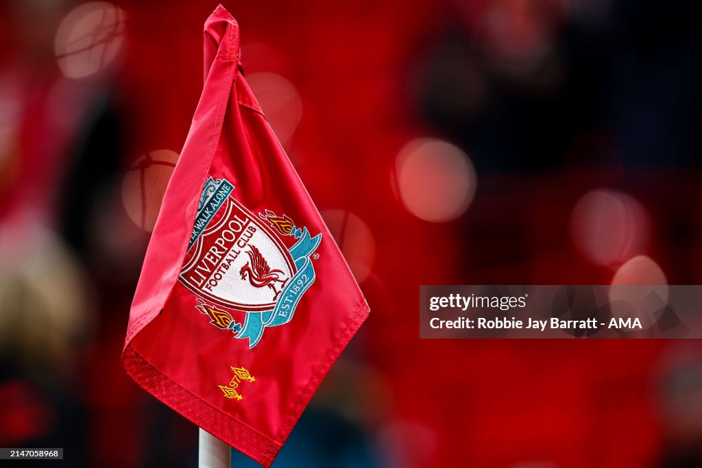 Detail Of A Liverpool Emblem On A Corner Flag At Anfield Stadium detail-of-a-liverpool-emblem-on-a-corner-flag-at-anfield-stadium