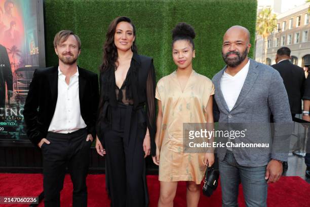 Aaron Paul, Lisa Joy, Director/Writer/Producer, Juno Wright, Jeffrey Wright seen at Warner Bros. Pictures REMINISCENCE Los Angeles Premiere, Los...