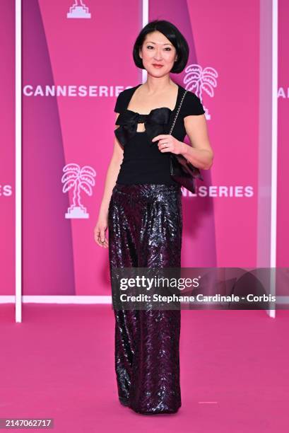 Fleur Pellerin attends the pink carpet during the 7th Canneseries International Festival - Day Three on April 07, 2024 in Cannes, France.