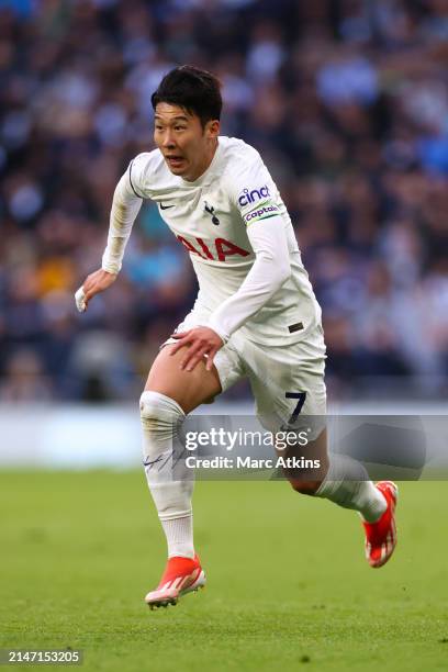 Son Heung-min of Tottenham Hotspur during the Premier League match between Tottenham Hotspur and Nottingham Forest at Tottenham Hotspur Stadium on...