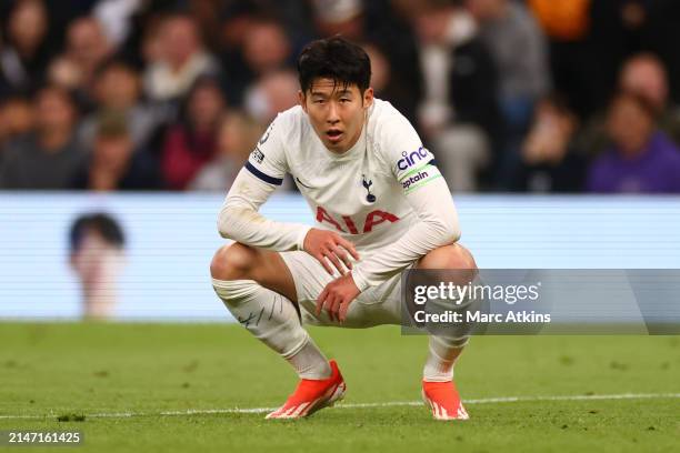 Son Heung-min of Tottenham Hotspur looks dejected during the Premier League match between Tottenham Hotspur and Nottingham Forest at Tottenham...