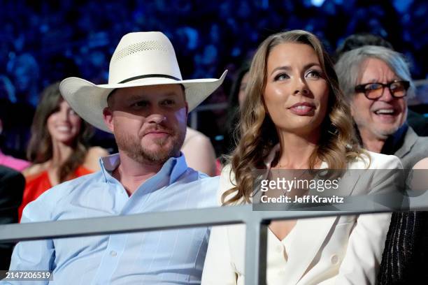 Cody Johnson and Brandi Johnson attend the 2024 CMT Music Awards at Moody Center on April 07, 2024 in Austin, Texas.
