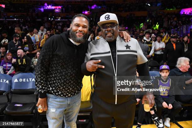 Anthony Anderson and Cedric the Entertainer attend a basketball game between the Los Angeles Lakers and the Minnesota Timberwolves at Crypto.com...