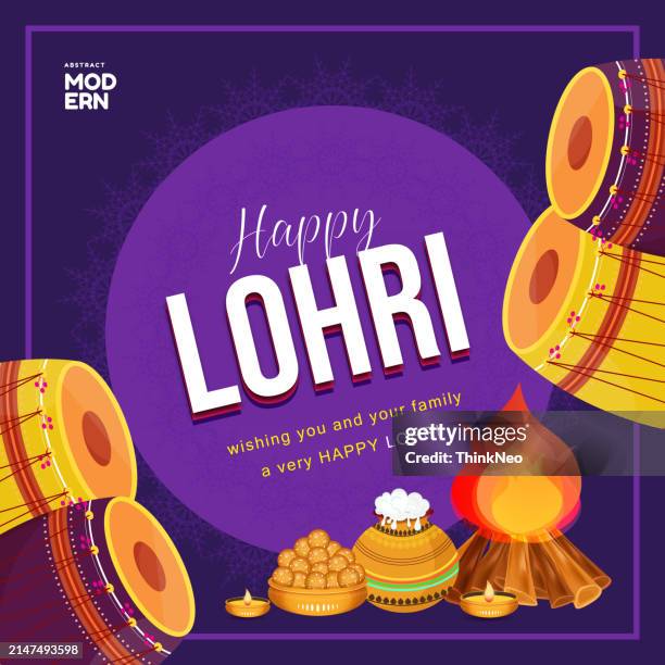happy lohri background for punjabi festival celebration - lohri stock illustrations