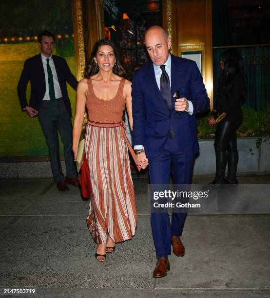 Matt Lauer is seen outside the Polo Bar for the reception of Don Lemon's wedding with Tim Malone on April 07, 2024 in New York City.