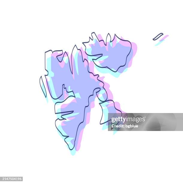 svalbard map hand drawn - purple with black outline - trendy design - svalbard stock illustrations