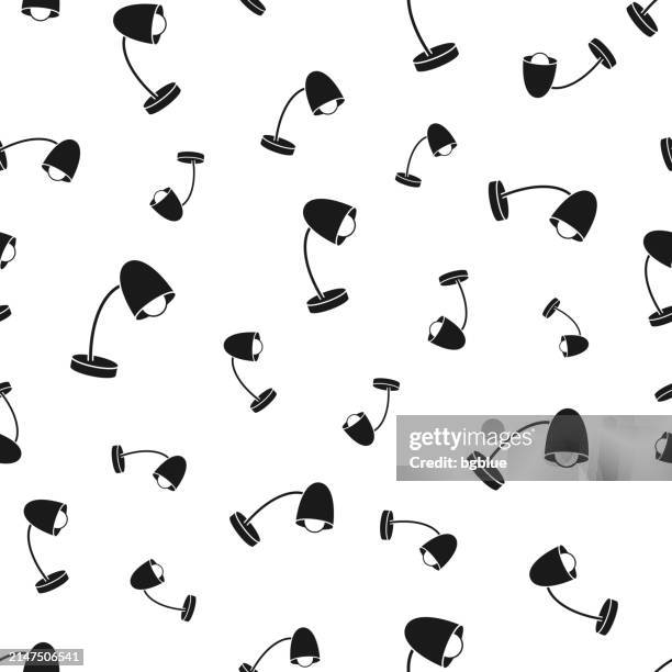 desk lamp. seamless pattern. icons on white background - light switch off vector stock illustrations