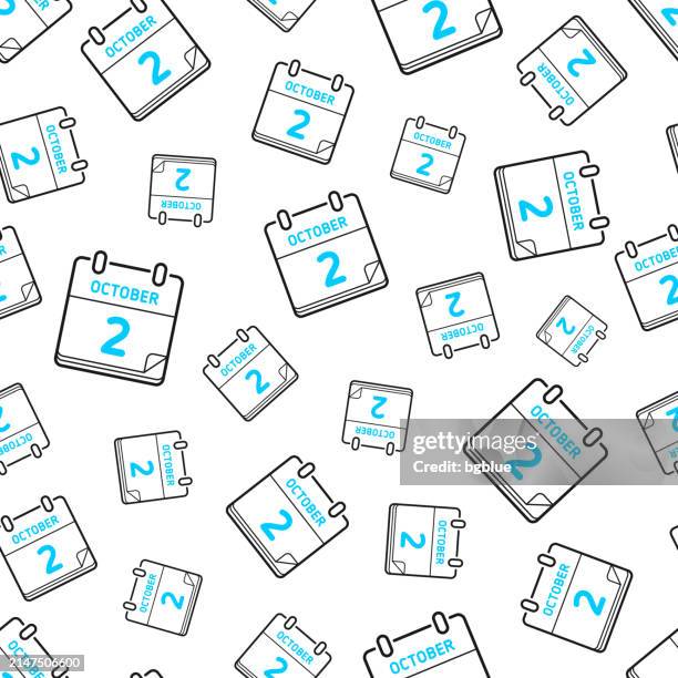 october 2. seamless pattern. line icons on white background - workday background stock illustrations