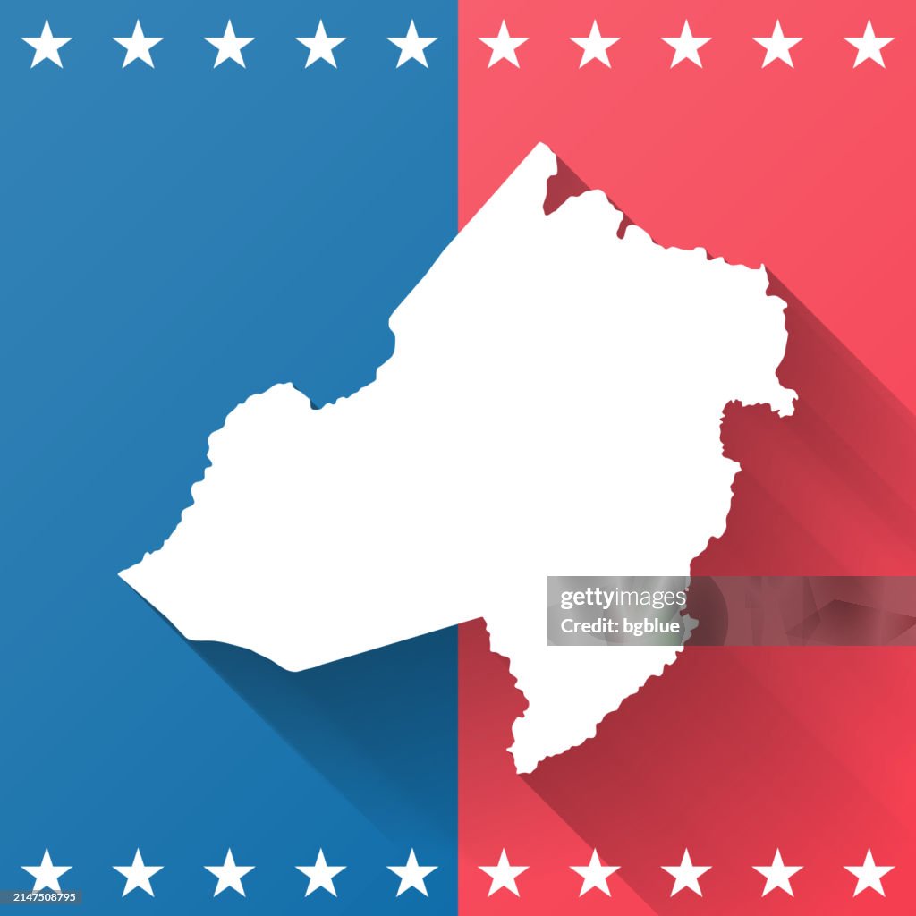 Morris County, New Jersey. Map on blue and red background