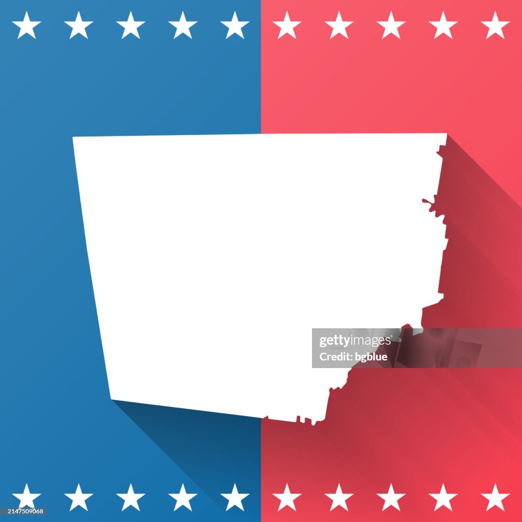 Montgomery County, Tennessee. Map on blue and red background