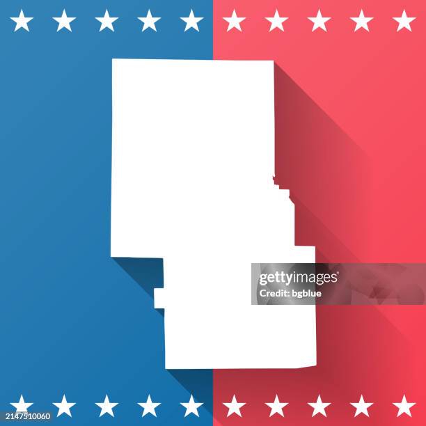 richland county, ohio. map on blue and red background - mansfield ohio stock illustrations