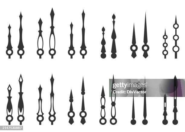 clock hands vector set - clock hand stock illustrations