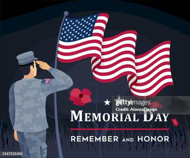 memorial day. remember and honor with usa flag. - marines logo 幅插畫檔、美工圖案、卡通及圖標