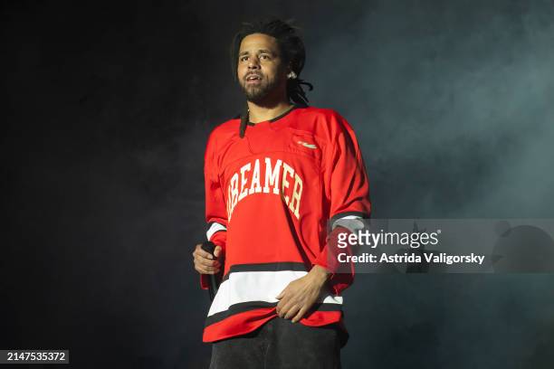 Cole performs at the 2024 Dreamville Music Festival at Dorothea Dix Park on April 07, 2024