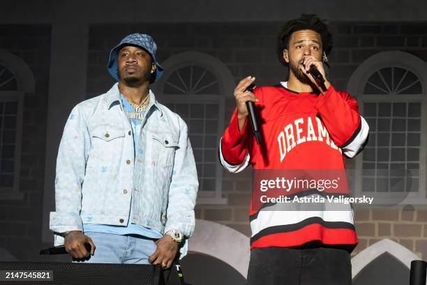 Benny the Butcher and J. Cole perform at the 2024 Dreamville Music Festival at Dorothea Dix Park on April 07, 2024