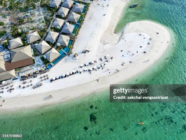 aerial view on the beach in koh lipe in thailand - ko lipe stock pictures, royalty-free photos & images