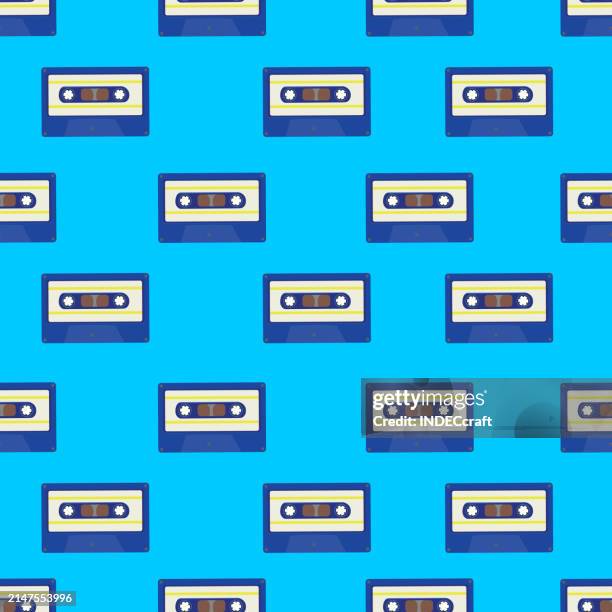 cassette tape seamless pattern - mixtape stock illustrations