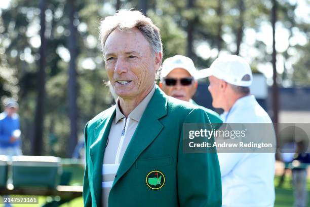 Bernhard Langer of Germany looks on during a practice round prior to the 2024 Masters Tournament at Augusta National Golf Club on April 08, 2024 in...