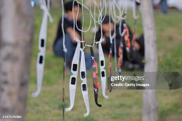 Glasses to see the eclipse are displayed at Bosque Urbano on April 8, 2024 in Torreon, Mexico. Millions of people have flocked to areas across North...