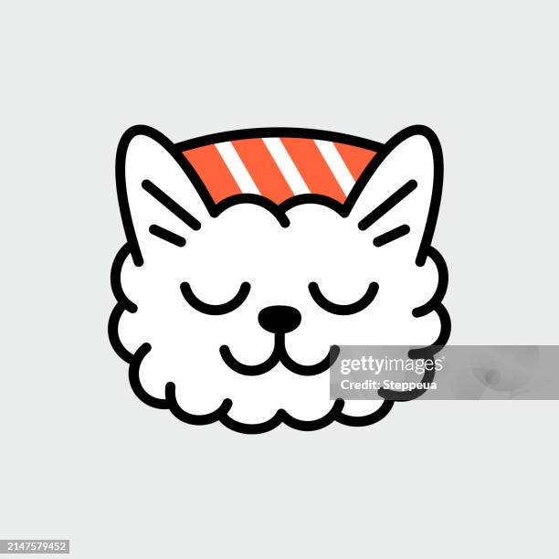 cat and sushi - seafood restaurant logo stock illustrations