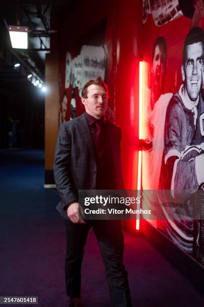 Brendan Gallagher of the Montreal Canadiens arrives before the NHL regular season game between the Montreal Canadiens and the Tampa Bay Lightning at...