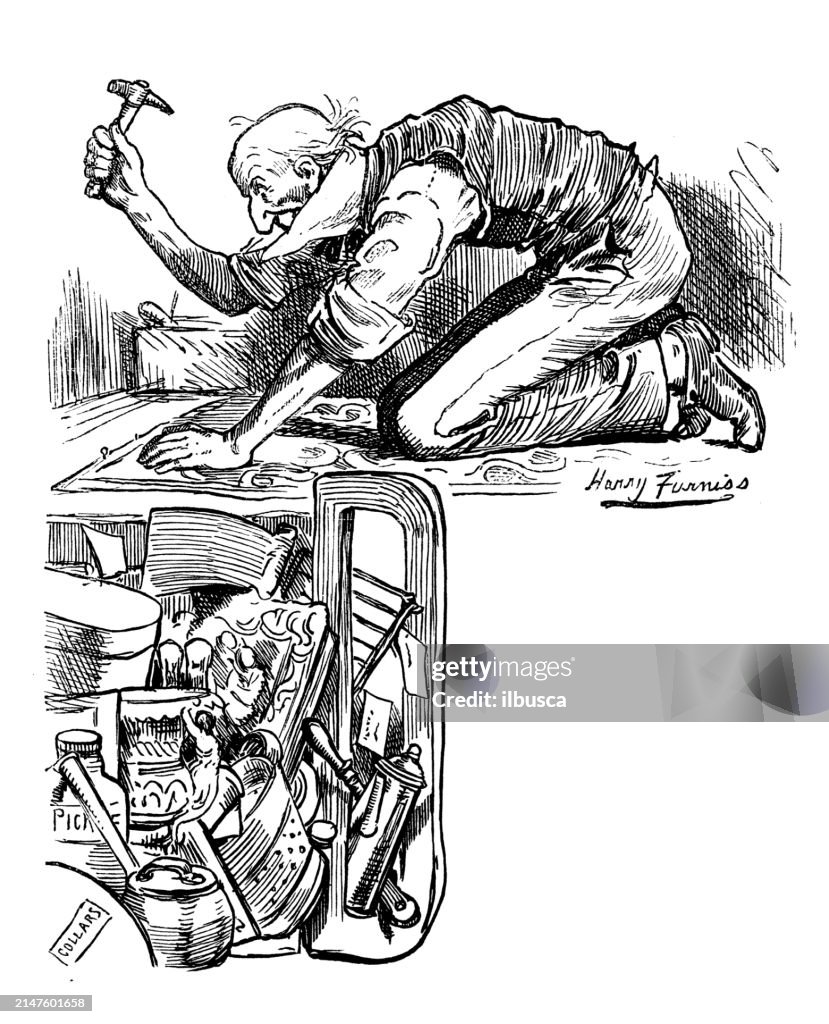 Caricatura de sátira británica ilustración de dibujos animados cómicos