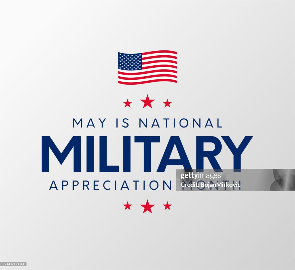 Carta del mese di apprezzamento militare nazionale, poster, maggio. Vector