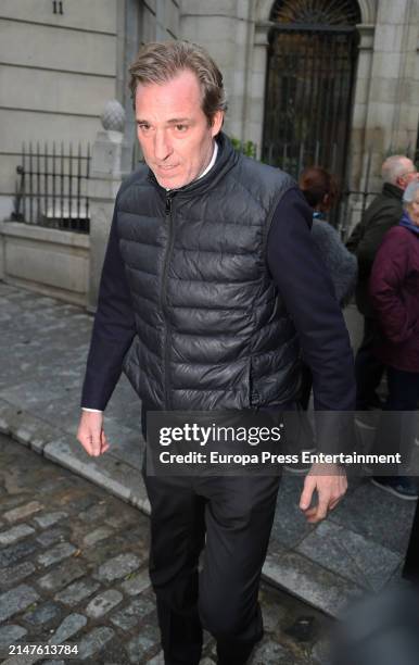 Beltran Gomez Acebo leaves the Castrense Cathedral where he attended the funeral mass in memory of Fernando Gomez-Acebo y Borbon, on April 8 in...