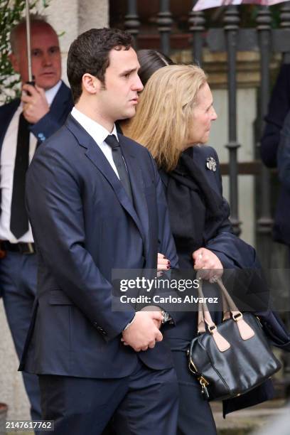 Felipe Juan Froilán de Marichalar, Elena de Borbón and Victoria Federica de Marichalar leave the Mass Tribute for Fernando Gómez-Acebo at the Iglesia...