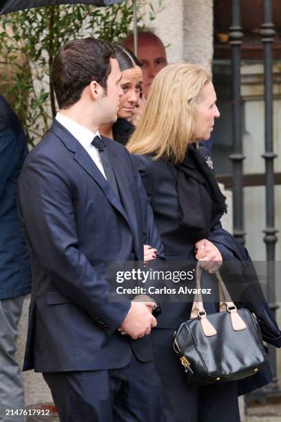 Felipe Juan Froilán de Marichalar, Elena de Borbón and Victoria Federica de Marichalar leave the Mass Tribute for Fernando Gómez-Acebo at the Iglesia...