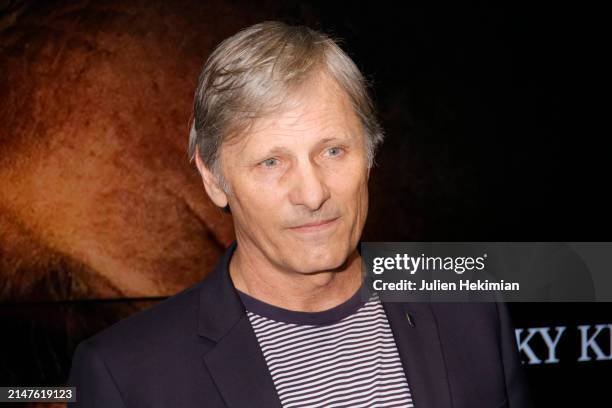 Actor Viggo Mortensen attends the "Jusqu'au Bout Du Monde" Premiere at Cinema UGC Cine Cite des Halles on April 08, 2024 in Paris, France.