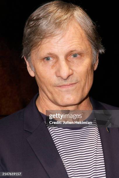 American actor Viggo Mortensen attends the "Jusqu'au Bout Du Monde" Premiere at Cinema UGC Cine Cite des Halles on April 08, 2024 in Paris, France.