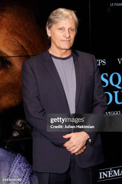 Actor Viggo Mortensen attends the "Jusqu'au Bout Du Monde" Premiere at Cinema UGC Cine Cite des Halles on April 08, 2024 in Paris, France.