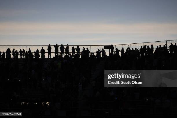 People view the total eclipse from Saluki Stadiumon the campus of Southern Illinois University on April 08, 2024 in Carbondale, Illinois. Millions of...