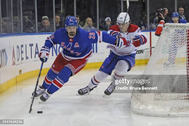 Chris Kreider of the New York Rangers skates against the Montreal Canadiens at Madison Square Garden on April 07, 2024 in New York City.