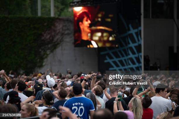 People view the solar eclipse during Vampire Weekend's Total Solar Eclipse Show at Moody Amphitheater at Waterloo Park on April 08, 2024 in Austin,...