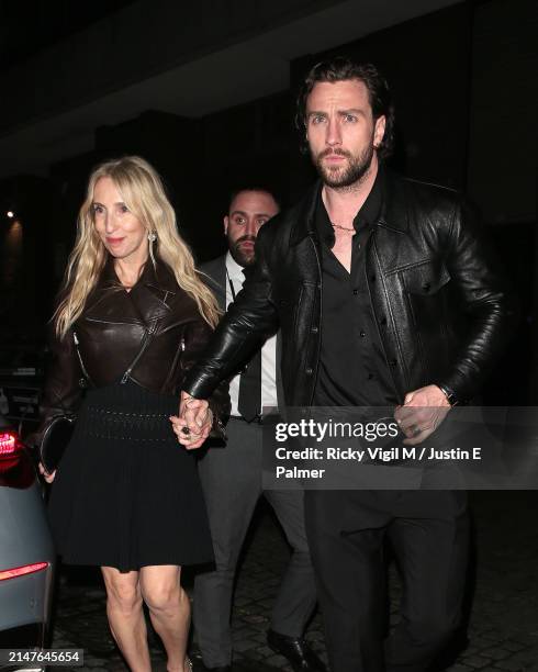 Sam Taylor-Johnson and Aaron Taylor-Johnson seen attending the world premiere of "Back To Black" after party on April 08, 2024 in London, England.