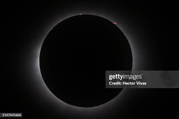 The sun disappears behind the moon during the Great North American Eclipse on April 08, 2024 in Mazatlan, Mexico. Millions of people have flocked to...