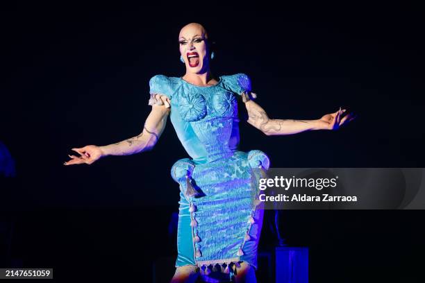 Sasha Velour performs on stage at Gran Teatro CaixaBank Príncipe Pío on April 08, 2024 in Madrid, Spain.