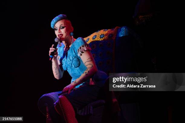 Sasha Velour performs on stage at Gran Teatro CaixaBank Príncipe Pío on April 08, 2024 in Madrid, Spain.